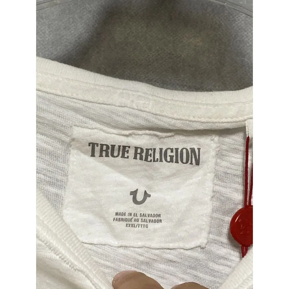NWT True Religion Shirt Men 3XL White Spell Out Retro Streetwear Hip Hop VTG Y2K